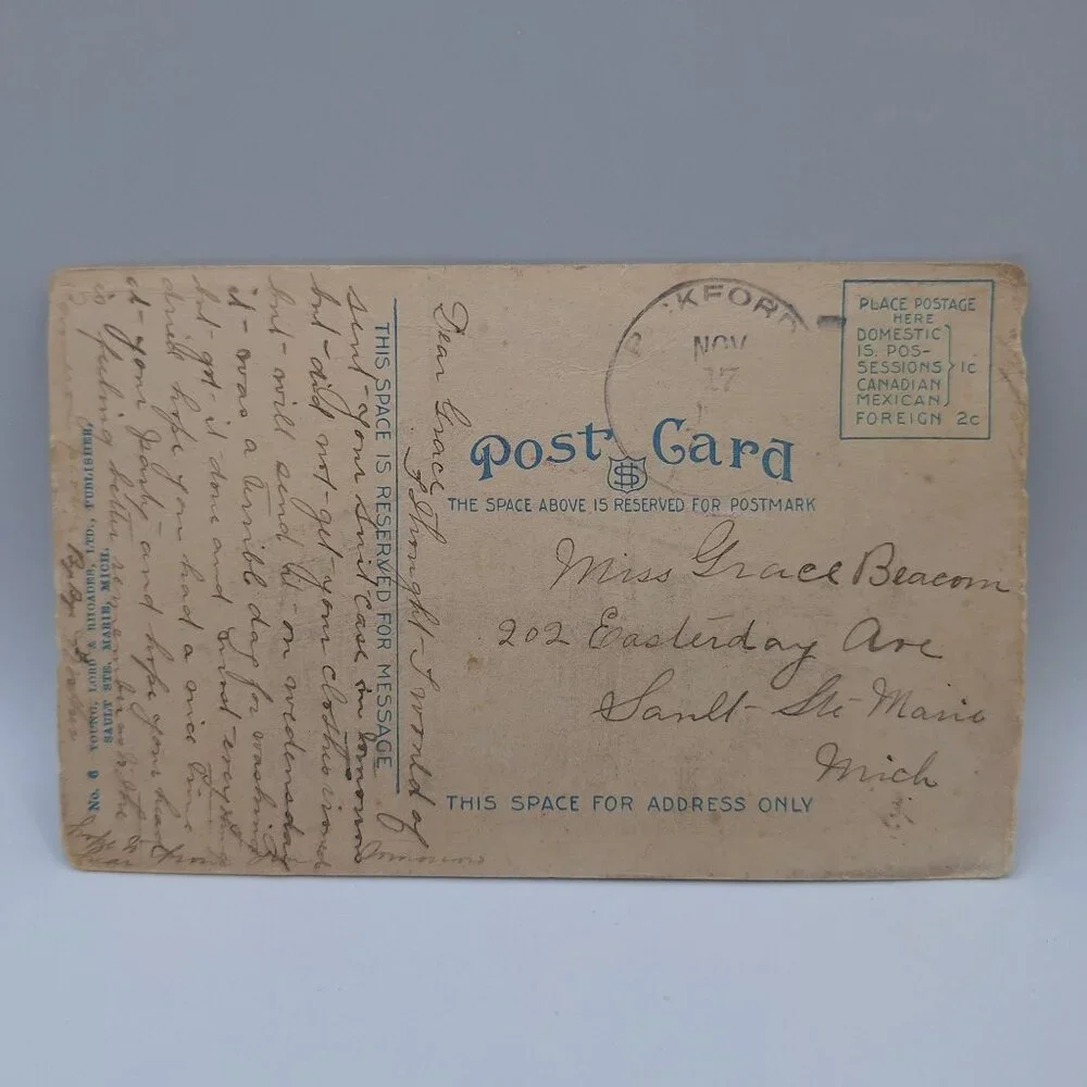 St Marys Catholic School Soo Mich Vintage Postcard 1910s Posted Postmark Antique